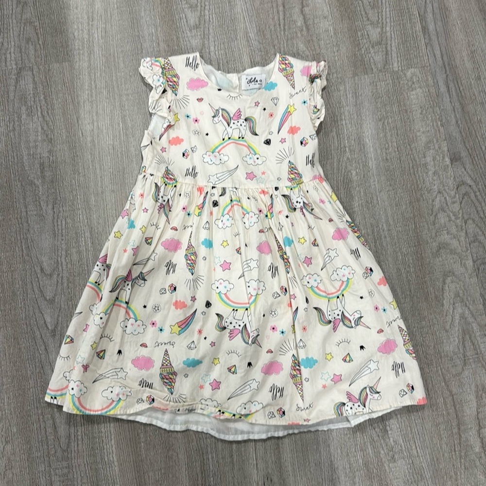Lola and the Boys Unicorns and Ice Cream Cones dress, size 7-8